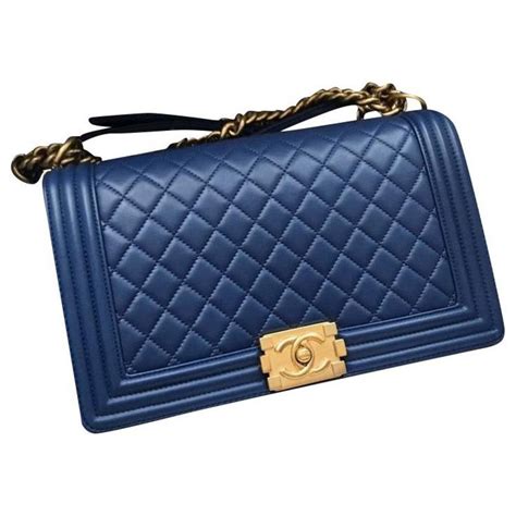 chanel boy bag blue gold hardware|Chanel boy original.